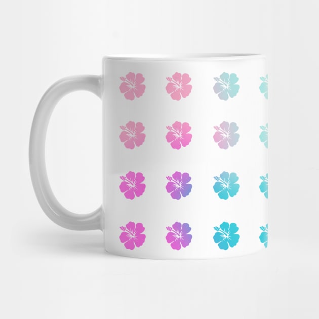 Back to School Teal and Fuchsia Gradient Hibiscus Flowers by JuneNostalgia